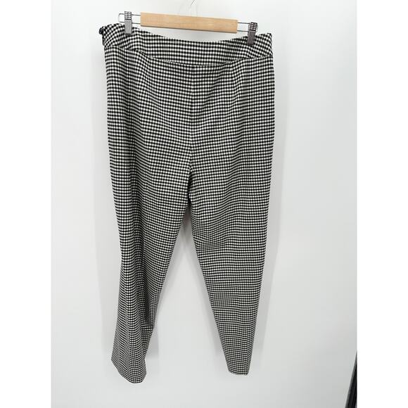 Carlisle Pants Women 14 Black Cream Checkered Wool Blend Hidden Side Zip - Picture 2 of 9